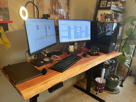 Office Desk Computer Desk Solid Live Edge Cedar Table Custom Wood Slab Working Desk 60 X 24 Etsy UK