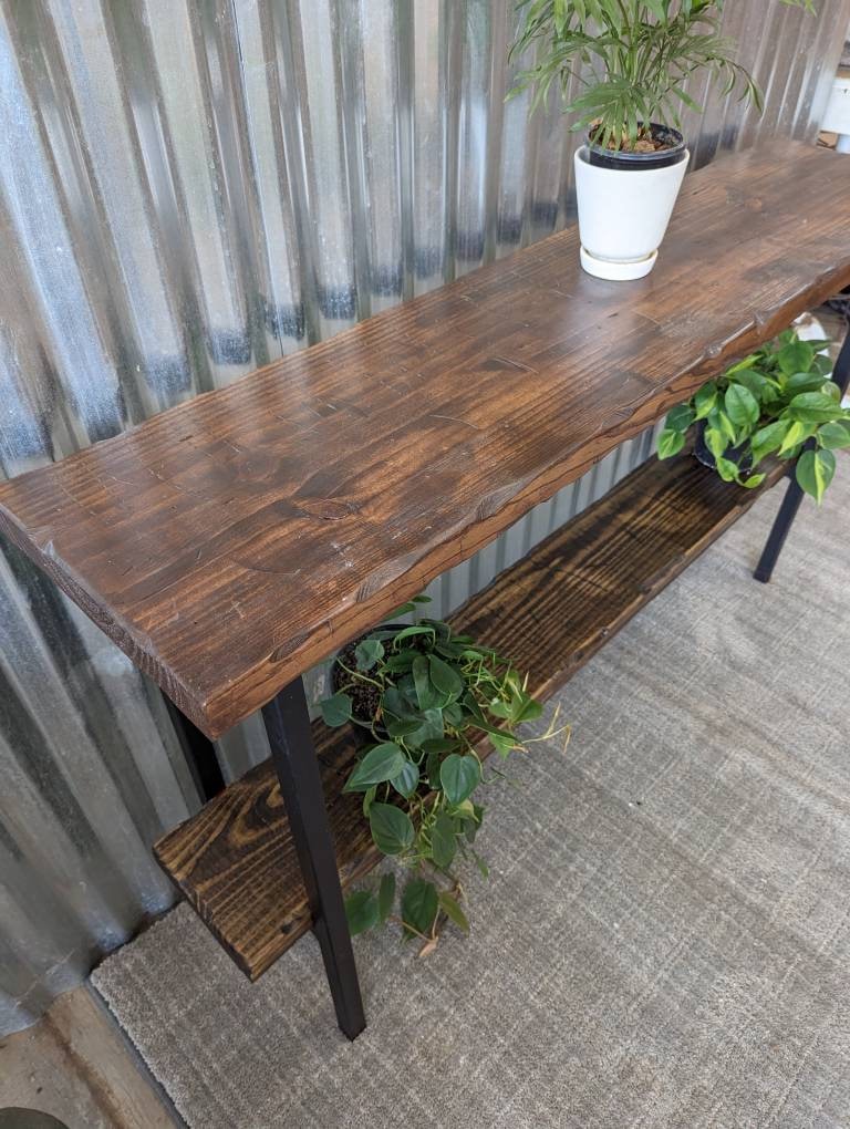 Entryway Table Console With Steel Legs Table Rustic, Country Farmhouse ...