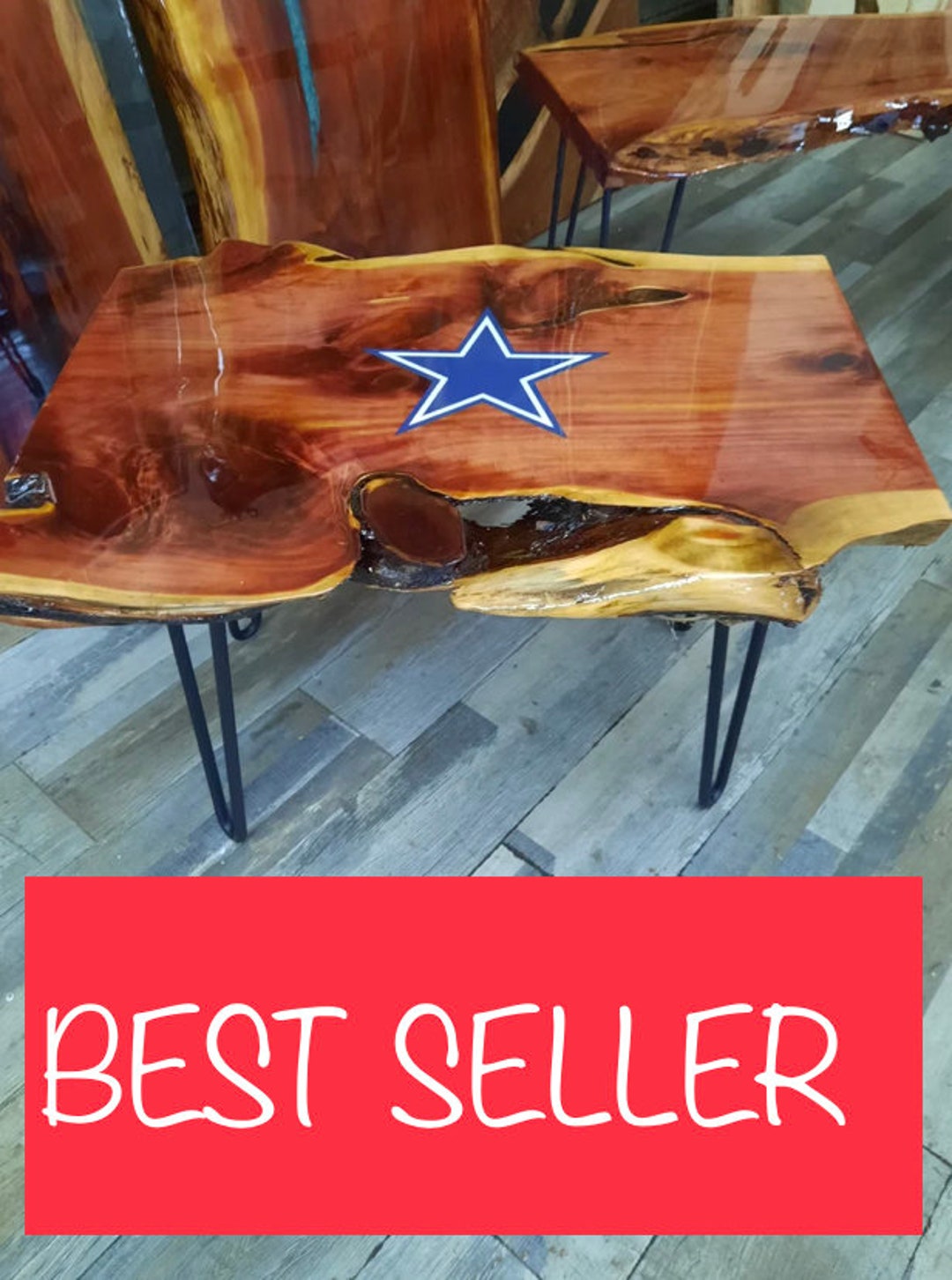 MAN CAVE End Table, Live Edge Epoxy Coffee Table / Night Stand