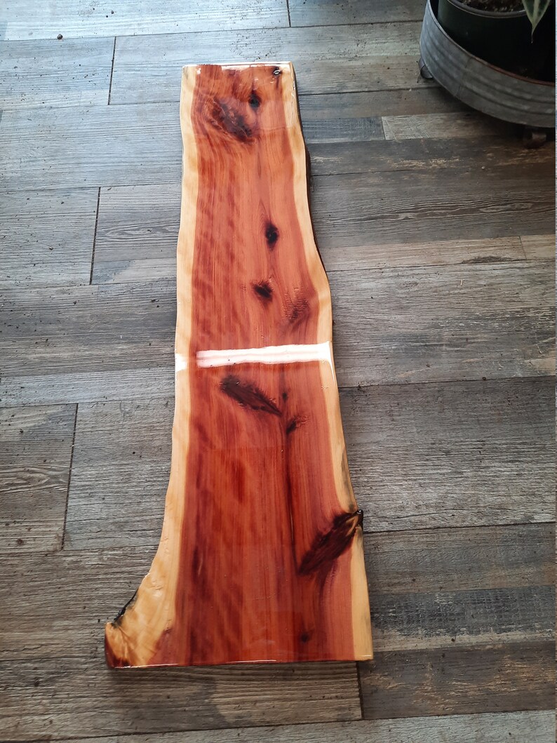 Live Edge Shelf Solid Red Cedar Rustic Floating Edge Etsy