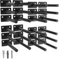 5" Floating Shelf Brackets Black Solid Steel - Hidden Brackets for Floating Shelves – Screws and Wall Plugs Included 2-24 Pcs