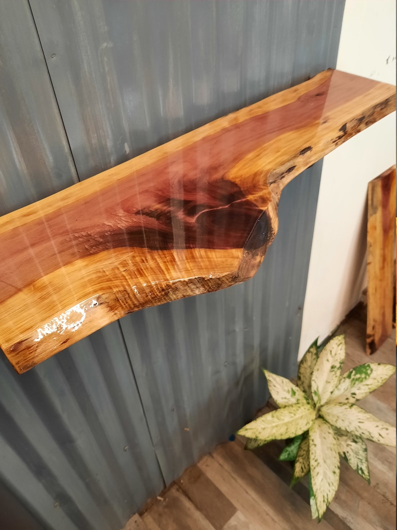 Live Edge Shelf Floating Solid EPOXY Cedar L Rustic Live Etsy