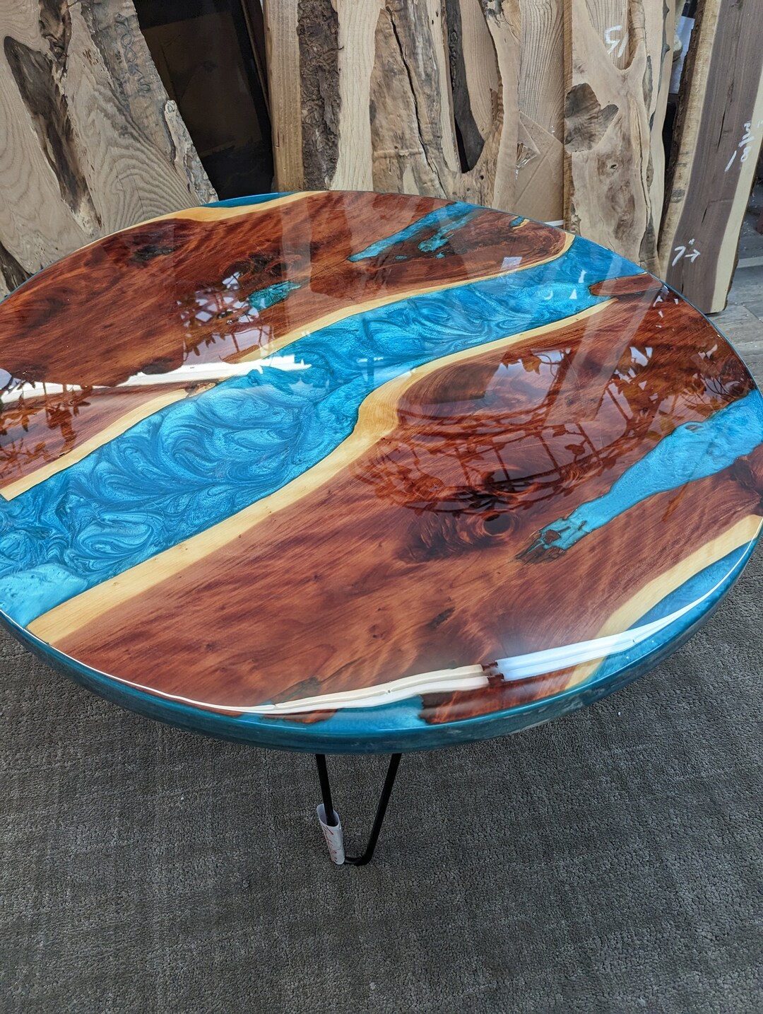 Round Epoxy River Table / Epoxy Table cedar USA Beautiful Handmade