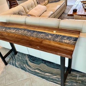 Epoxy River table Walnut Console Table - Custom Handmade Entryway Sofa Table - Rustic Farmhouse -BEST PRICES !