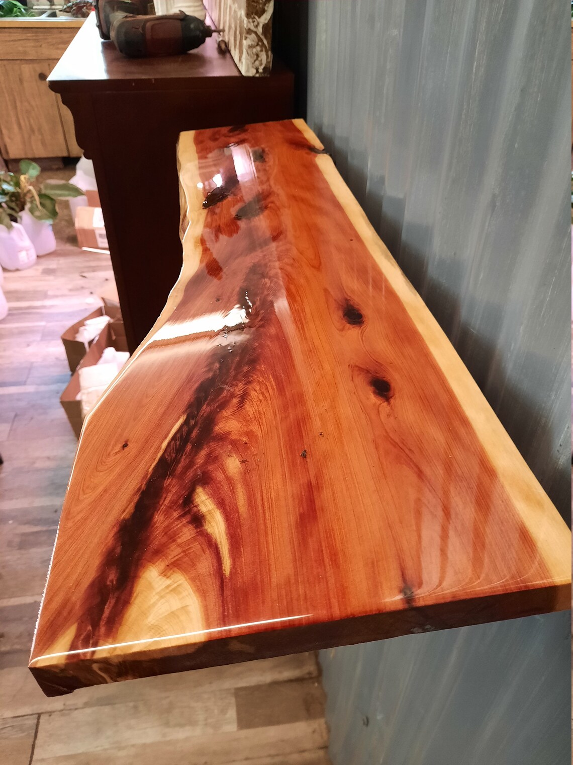 Live Edge Shelf Floating Solid Cedar L Rustic Live FREE 3 Etsy