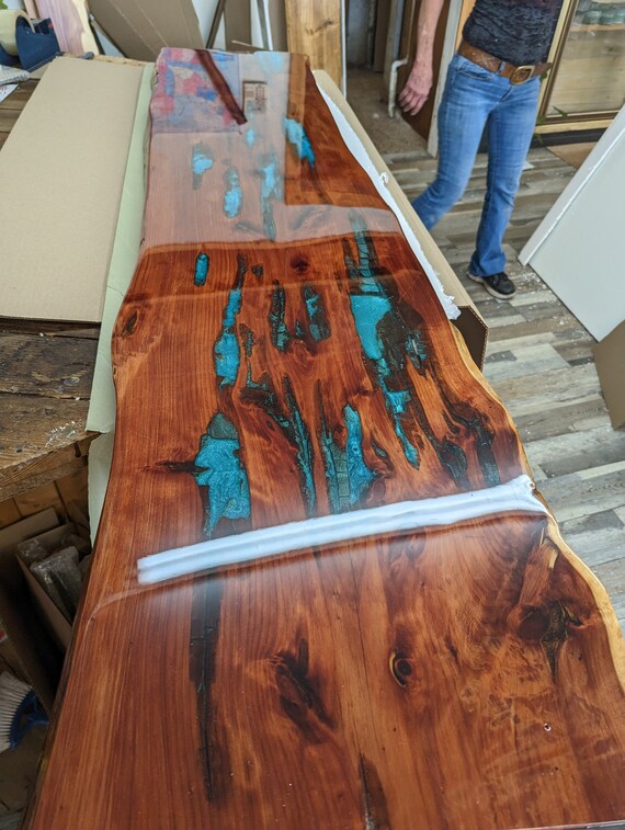 Live edge 2024 cedar epoxy table