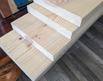 Unfinished Wood Shelves for DIY Floating Shelving, Blank Rustic Shelf, Cut to Size, Unstained Wooden Boards