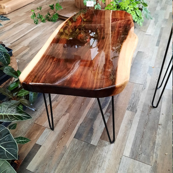 Live Edge Epoxy River Table / Bench Monkey Pod Coffee table  (42in) Beautiful !!!!