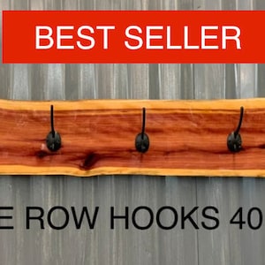 Live edge Red Cedar Coat Rack GLOSS or SATIN / towel rack .. hand made in USA Sale
