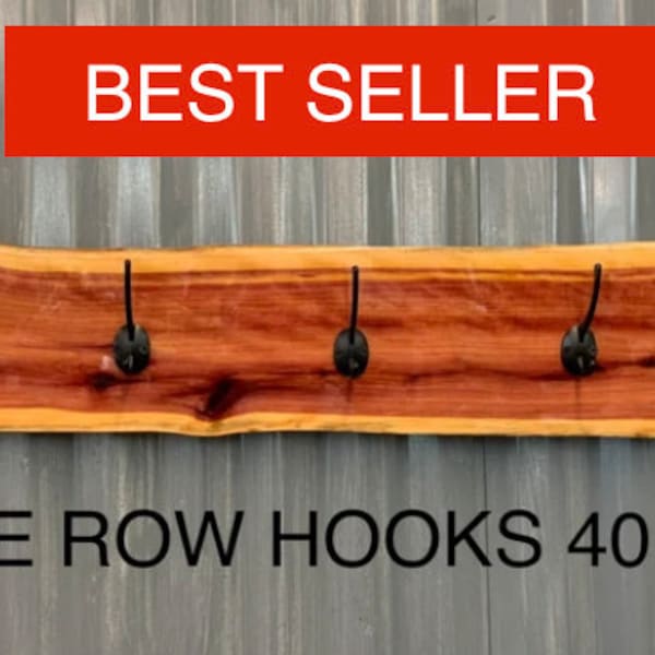 Live edge Red Cedar Coat Rack GLOSS or SATIN / towel rack .. hand made in USA Sale