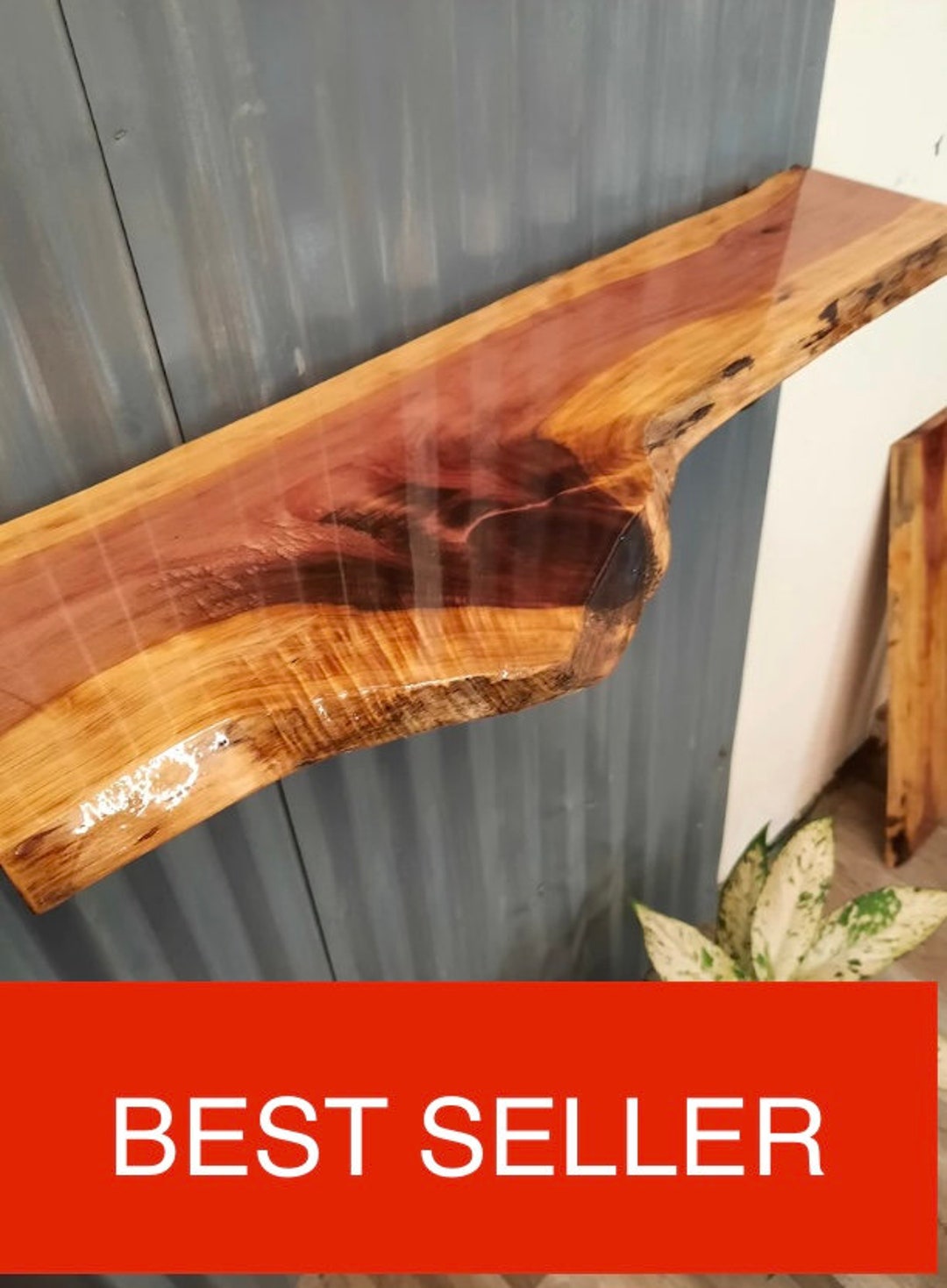 Live Edge Shelf Floating Solid Cedar L Rustic Live FREE