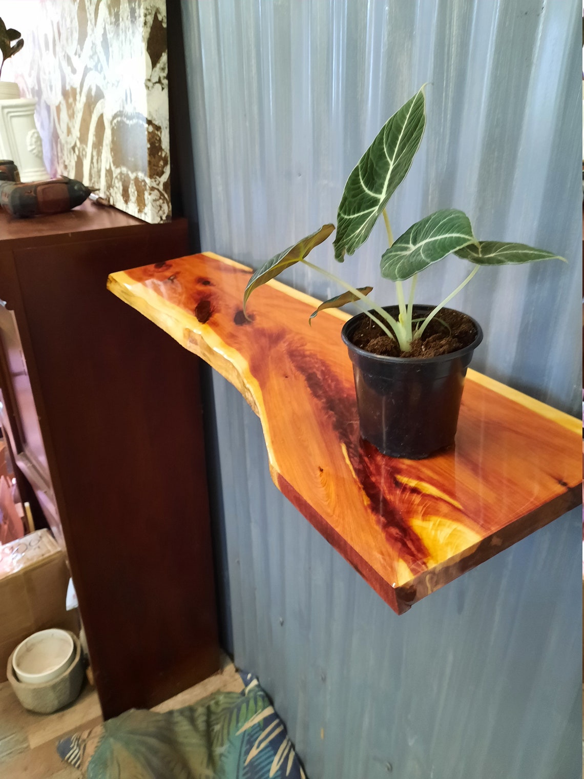 Live Edge Shelf Floating Solid Cedar L Rustic Live FREE 3 Etsy