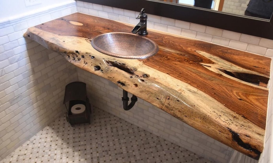 Live Edge Bathroom Vanity Rustic Wash Stand Sink Unit Bathroom Etsy