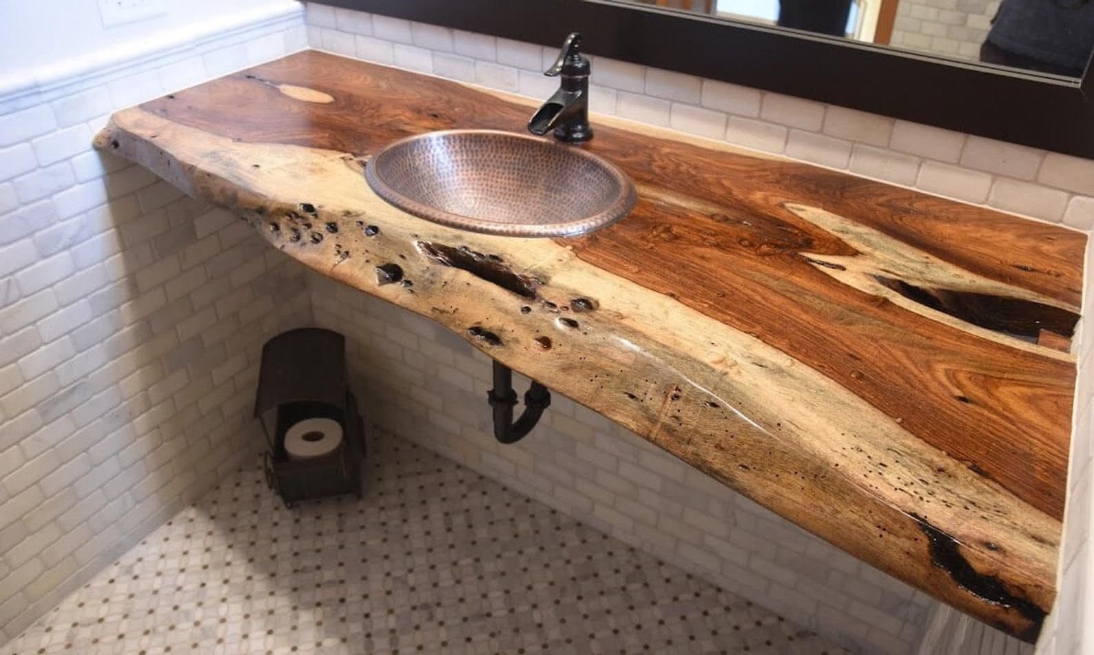 Live Edge Bathroom Vanity Rustic Wash Stand Sink Unit Bathroom Epoxy ...