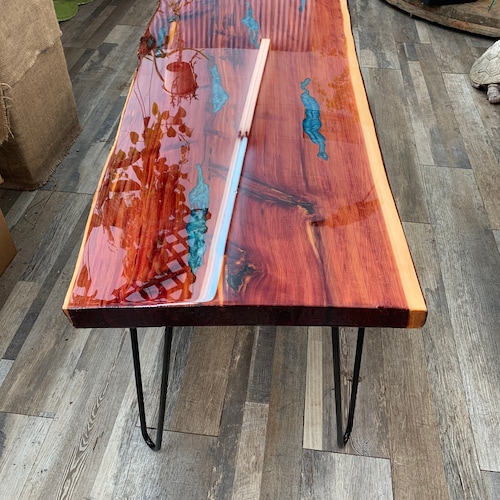 Live Edge Epoxy River Table / Bench Cedar Coffee 48in Etsy