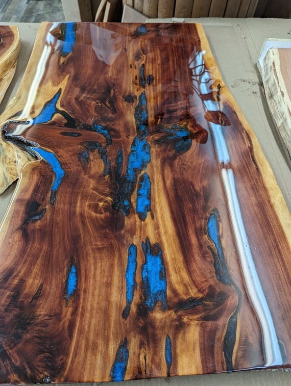 48 x 24 Epoxy Coffee Table Top / Epoxy Wood Slab Table Top Live Edge  Accent