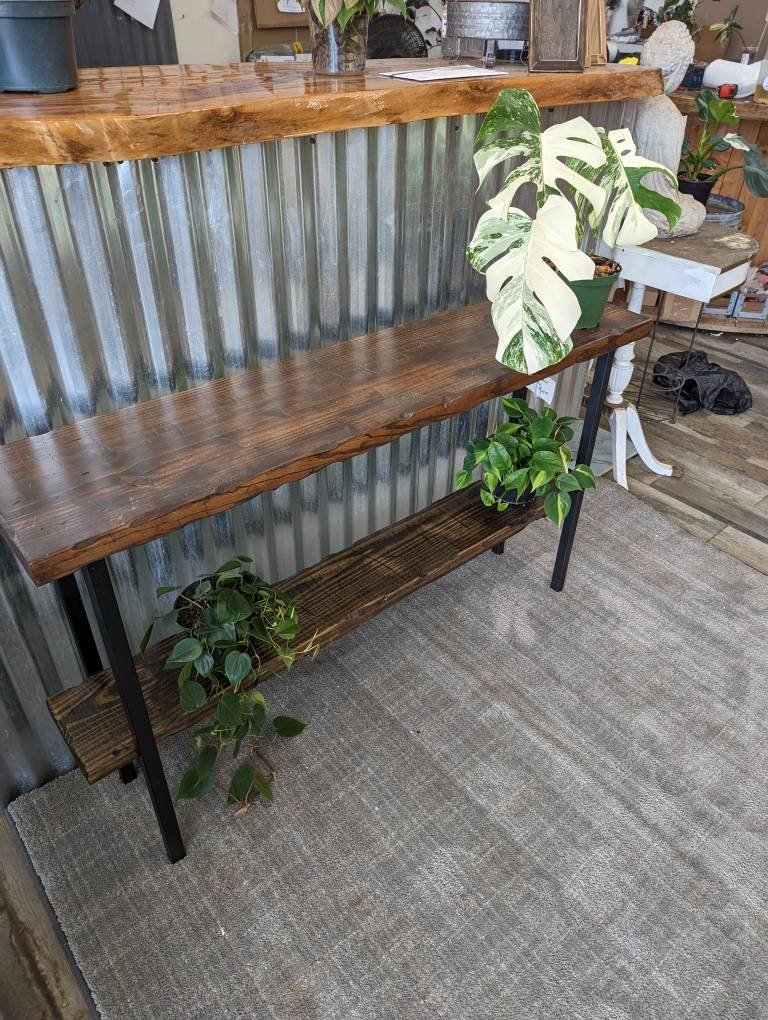Entryway Table Console With Steel Legs Table Rustic, Country Farmhouse ...