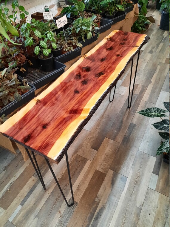 Live Edge Cedar Console Table Handmade Sofa Mid Australia Live Edge Cedar Console Table Handmade, Cedar Farmhouse Table