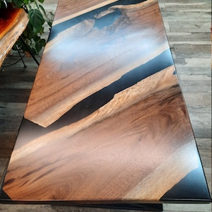 Walnut Epoxy River Table / Bench Black Walnut epoxy Coffee Epoxy Coffee Table, Black Epoxy Table, Center Table, USA , SPECIAL !