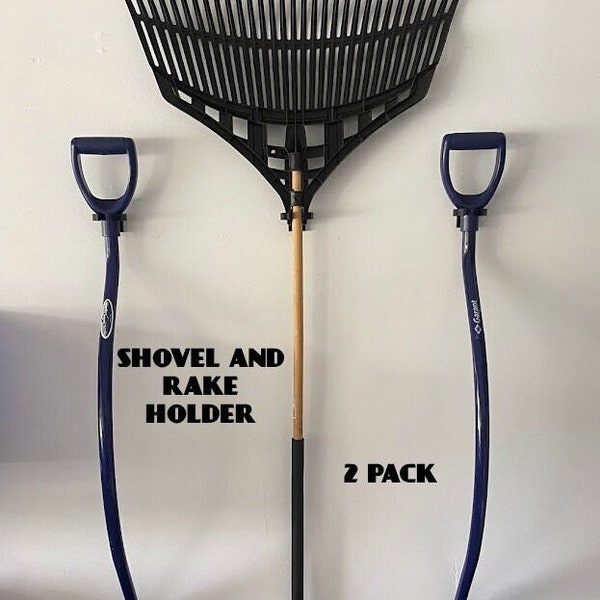 Shovel and Rake Holder (Wall Mounted) - 2 PACK (Holds 2 items)