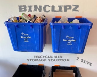 Recycle Bin Holder (BinClipz) - 2 SETS (Holds 2 bins)