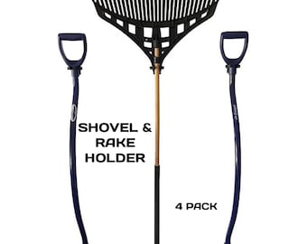 Wall Mounted Shovel/Rake Holder: Holds 4 shovels or rakes