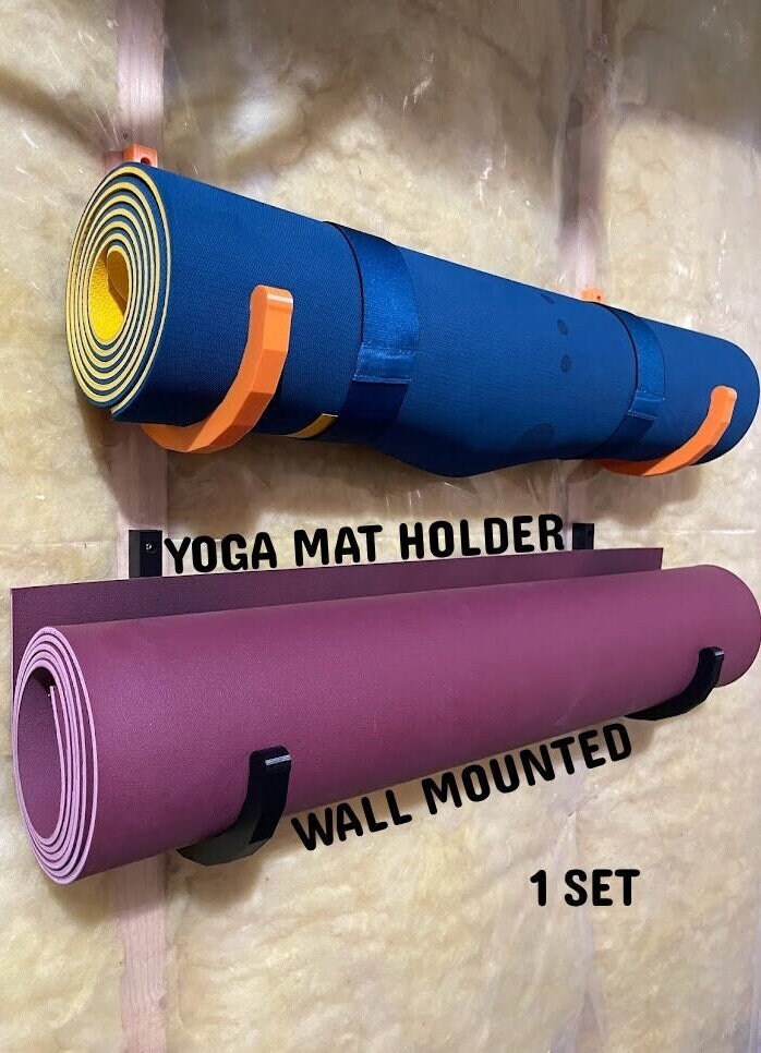 Yoga Mat Storage Rack Yoga Mat Holder Wall Mount Large Gold Foam Roller  Storage Stand/Iron Holder with Double Sided Hooks, Vertical 5 Tier  Organizer