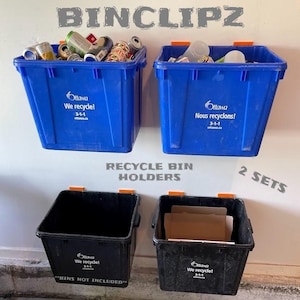 Recycle Bin Holder (BinClipz) - 2 SETS (Holds 2 bins)