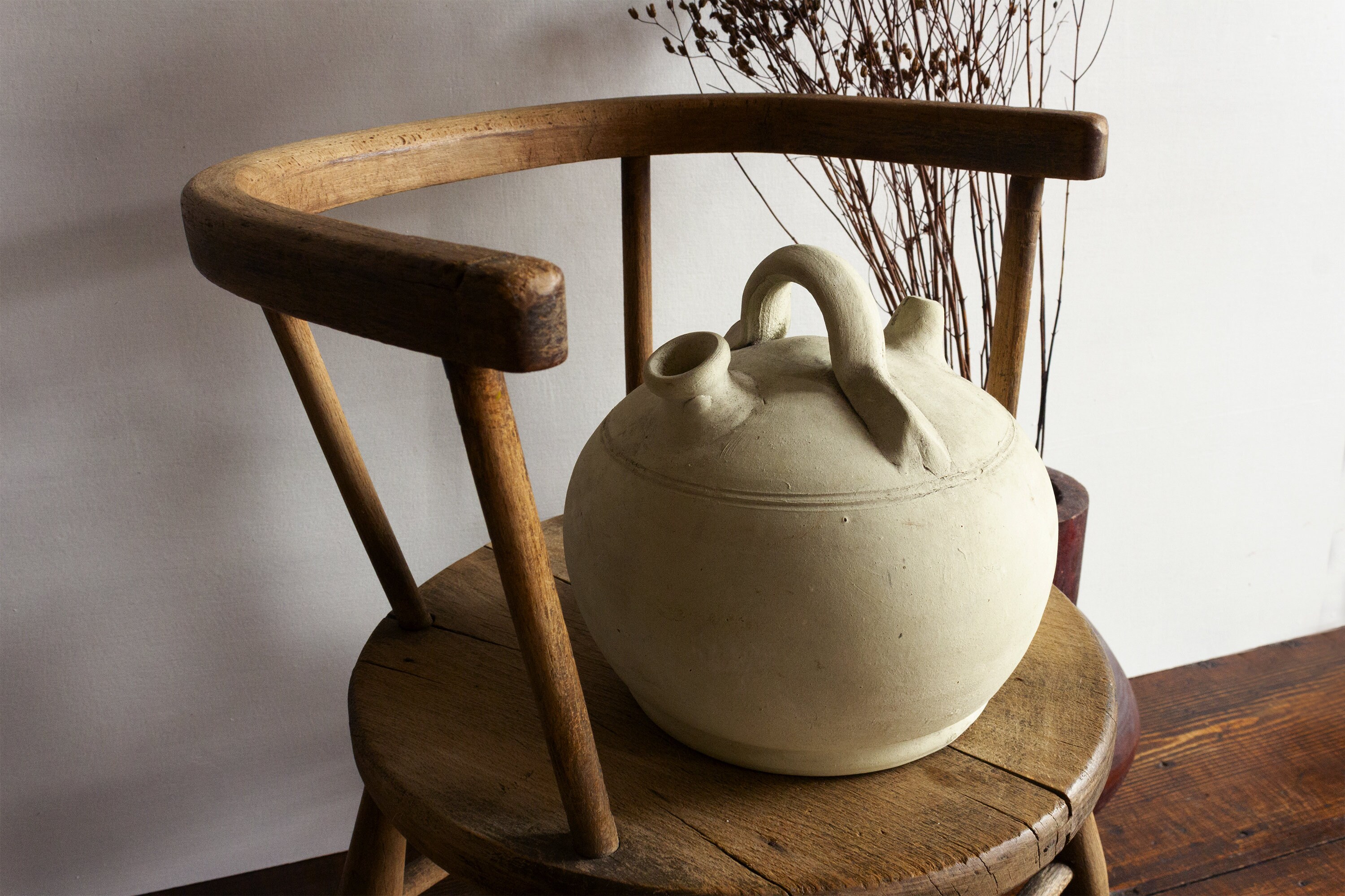 Gargoulette/ Pichet Garde Froid Très Ancienne en Terre Cuite Blanche