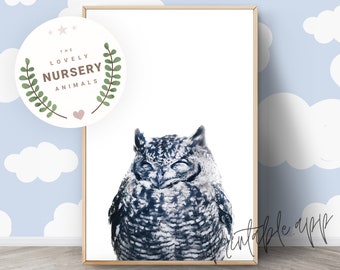 OWL Print, Owl Nursery Wall Art, Owl Printable, Owl Bird Animal Art Print, Nursery Decor Animal Prints, Printable animal