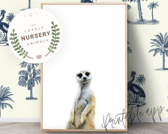 MEERKAT Print, Meerkat Nursery Wall Art, Meerkat Printable, Safari Art Print, Nursery Decor Animal Prints, Printable animal