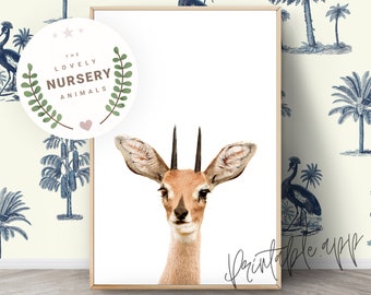ANTELOPE Print, Oribi Antelope Nursery Wall Art, Antelope Printable, Safari Art Print, Nursery Decor Animal Prints, Printable animal
