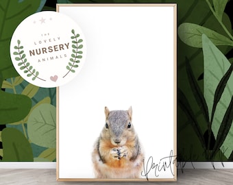 SQUIRREL Print, Squirrel Nursery Wall Art, Squirrel Printable, Woodland Animal Art Print, Nursery Decor Animal Prints, Printable animal