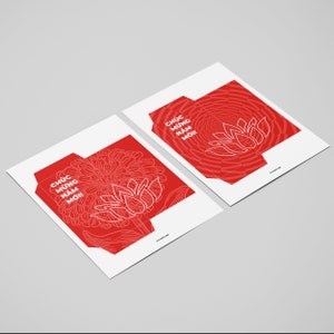 May include: Printable red and white paper craft for a red envelope with a lotus flower design and the text "Chuc Mung Nam Moi!" which translates to "Happy New Year!" in Vietnamese.