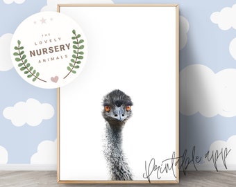 EMU Print, Emu Nursery Wall Art, Emu Printable, Australian Emu Bird Animal Art Print, Nursery Decor Animal Prints, Printable animal