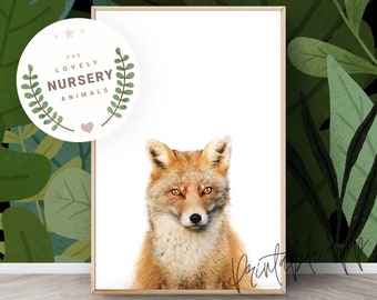 FOX Print, Fox Nursery Wall Art, Fox Printable, Fox Woodland Animal Art Print, Nursery Decor Animal Prints, Printable animal