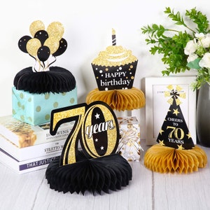 8 Pcs 70th Birthday Party Decorations - Honeycomb Centerpieces Table Toppers B003