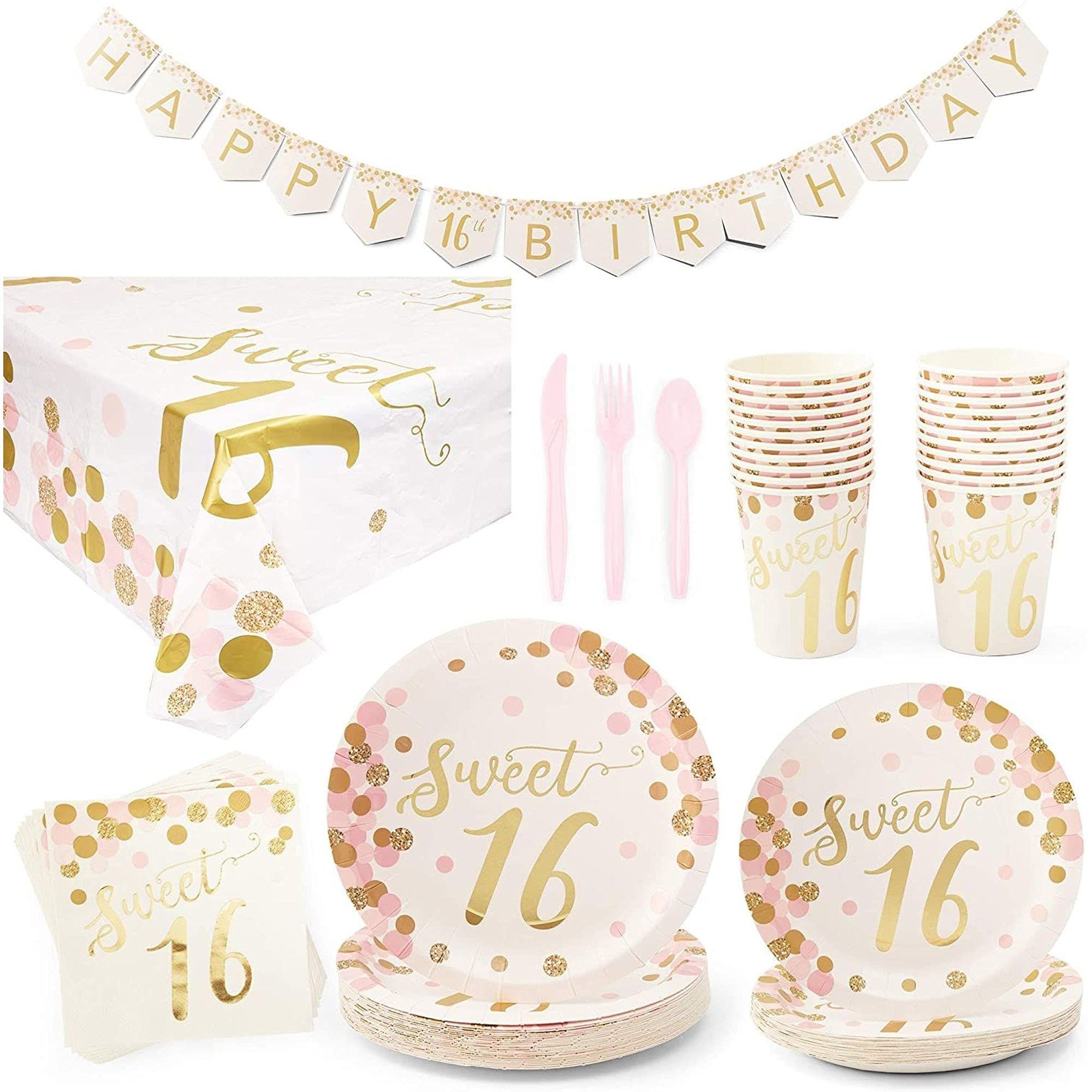 pcs Rose Gold Birthday Decoration Sweet 16 Party Supplies by Serene Selection 