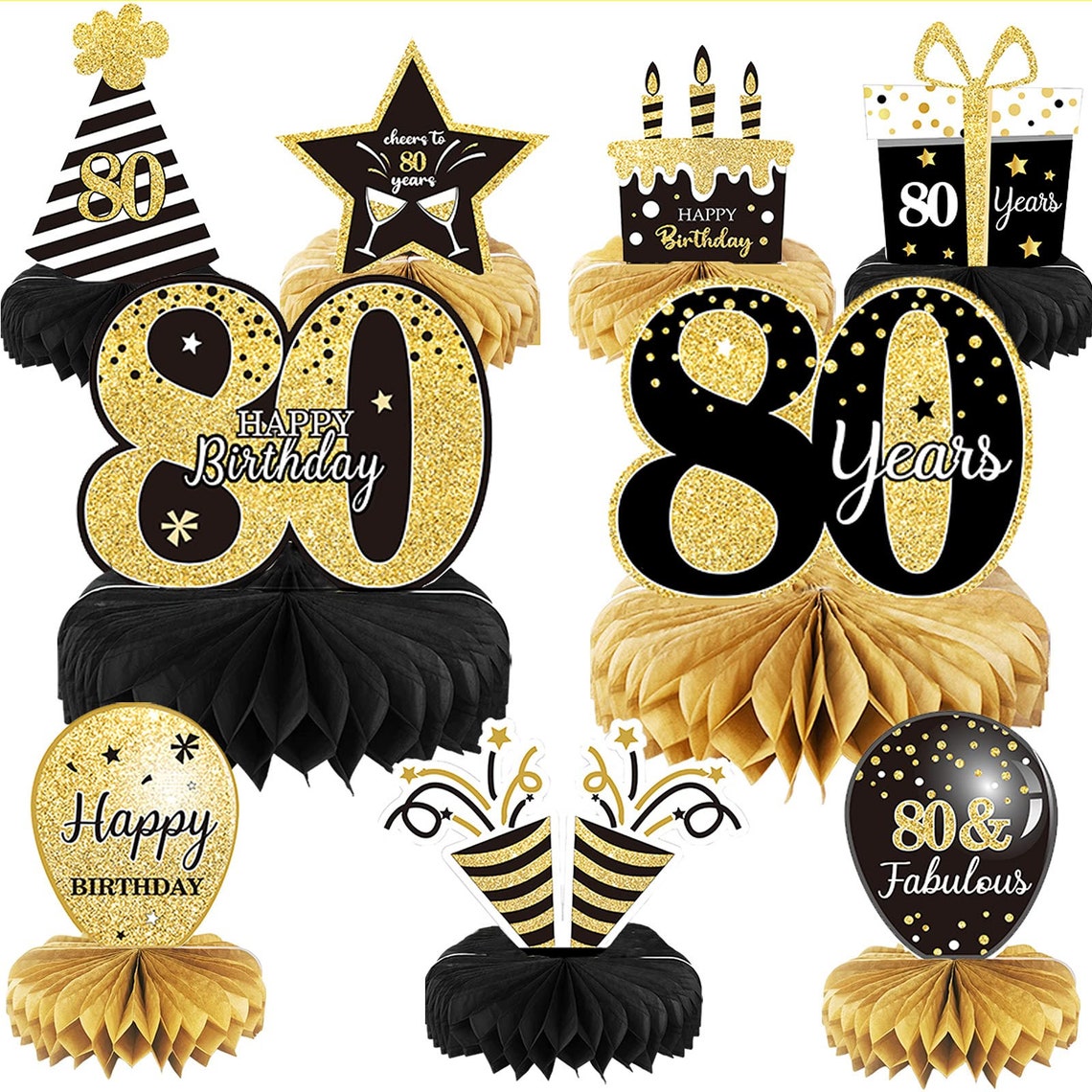 9 Pcs 80th Birthday Party Decorations Centerpieces Tables - Etsy