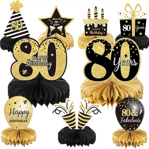 9 Pcs 80th Birthday Party Decorations Centerpieces Tables Topper ...