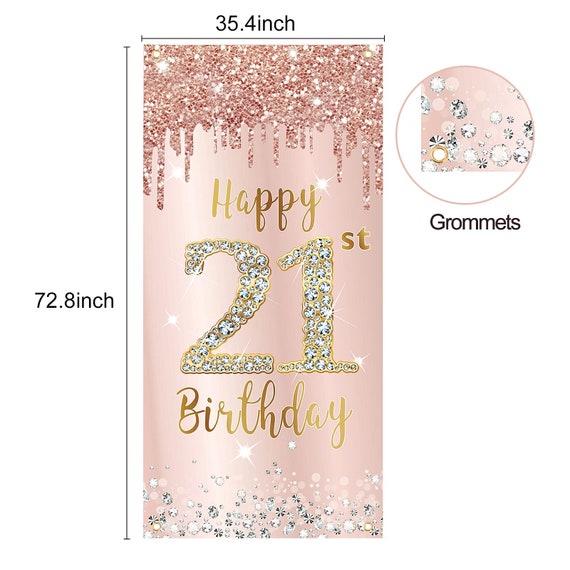 Rose Gold Glitter Happy Birthday Mom Banner-Cheers to Monther's Birthday-  Birthday Party Decorations Supplies for Women 