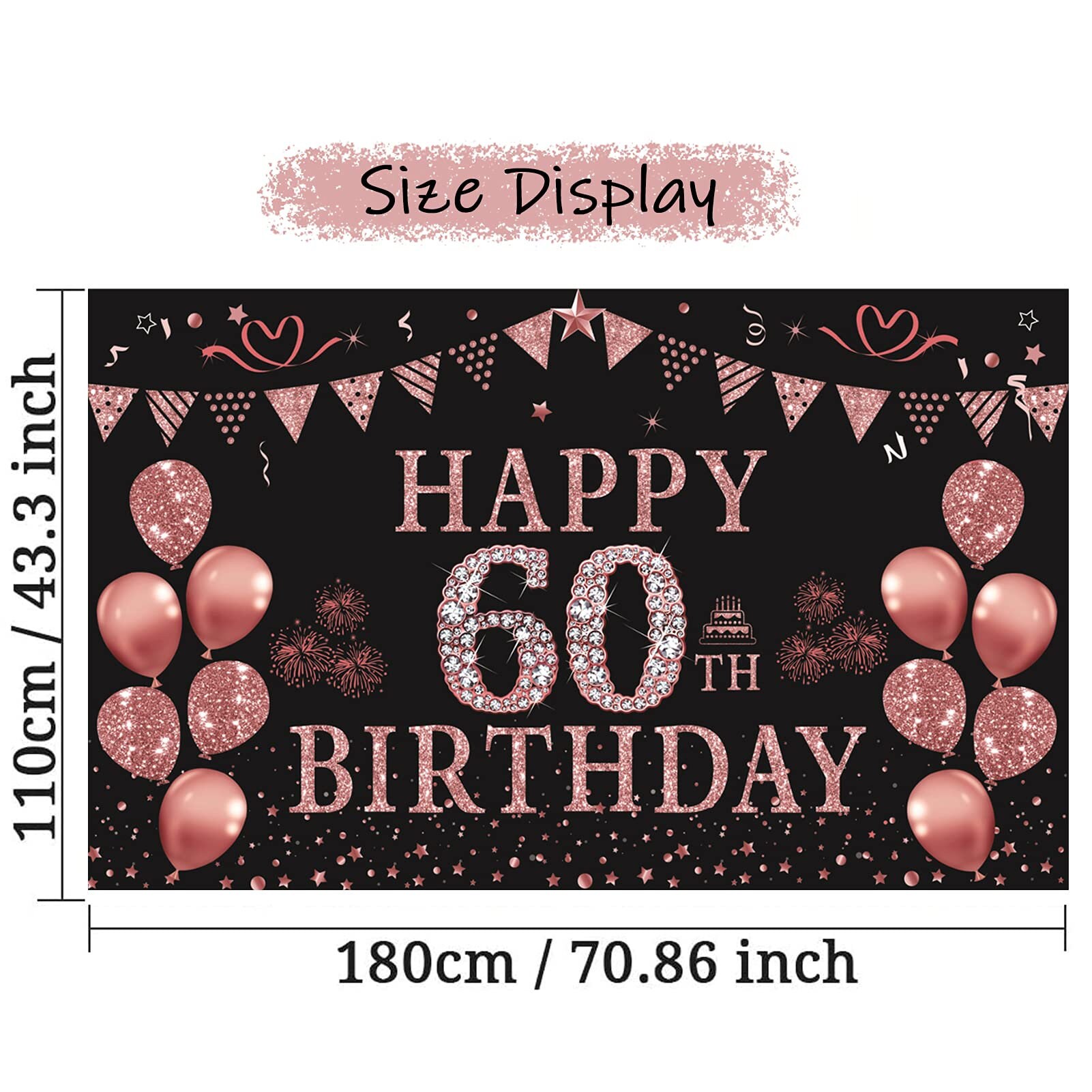 5.9 X 3.6 Fts 60th Birthday Party Decorations Rose Gold | Etsy