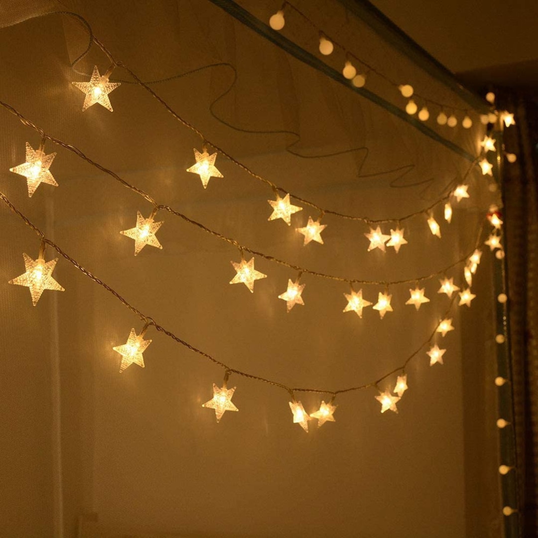 Christmas Star Fairy Lights Led White Remote Control - Etsy Hong Kong