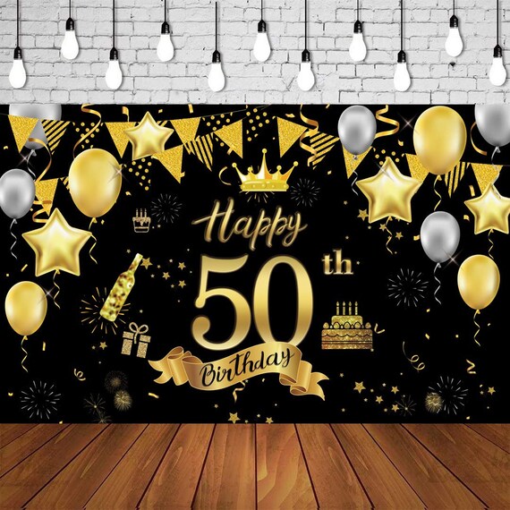 Cartel de fondo para decoración de cumpleaños número 50, decoraciones de  feliz cumpleaños 50 para hombres y mujeres, fiesta de cumpleaños de 50  años