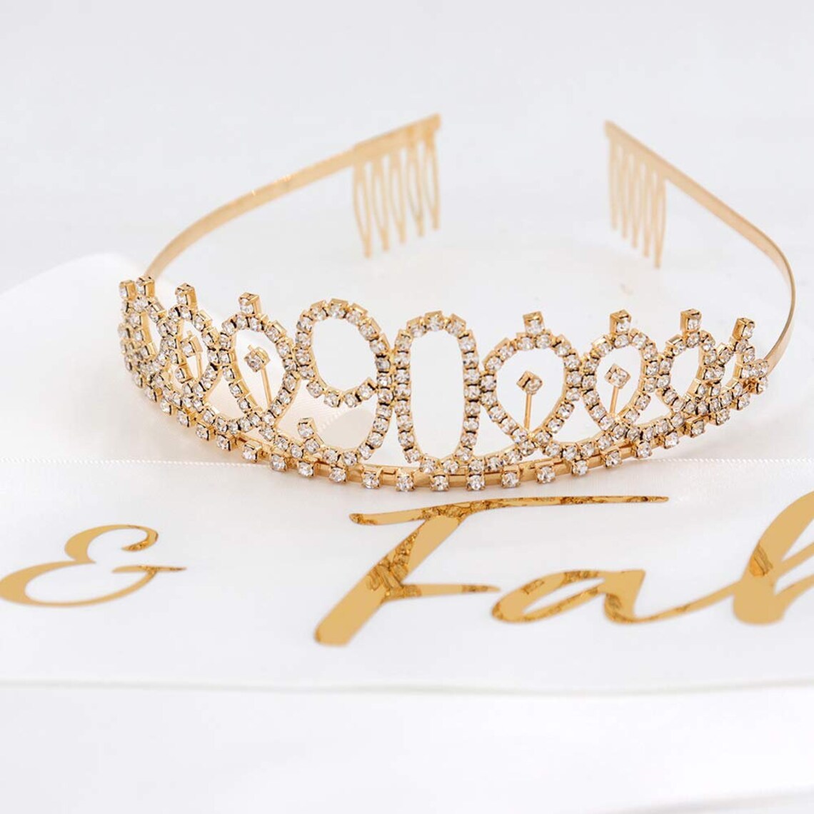 90th Birthday Party Decorations Sash Rhinestone Tiara Set - Etsy