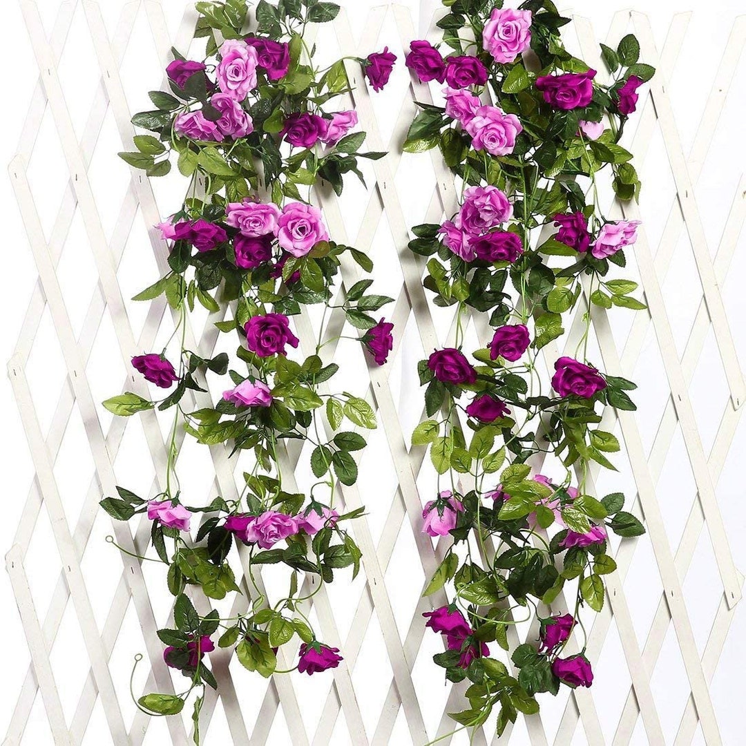 2pcs Artificial Rose Vines Flowers Garland Wedding Arch Decor Etsy