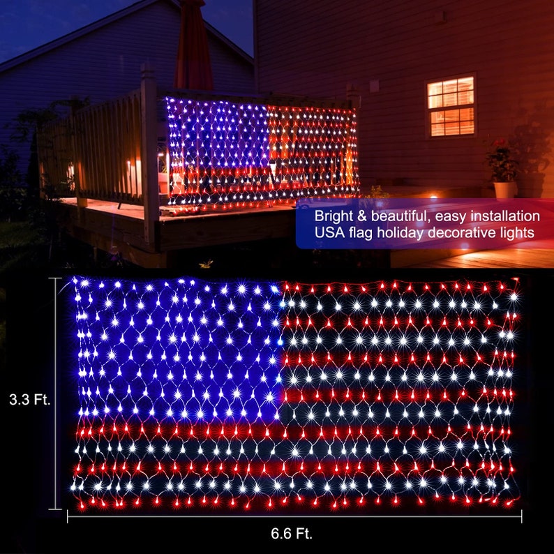 4th of July Decor LED American Flag 8 Modes and 390 Super Etsy