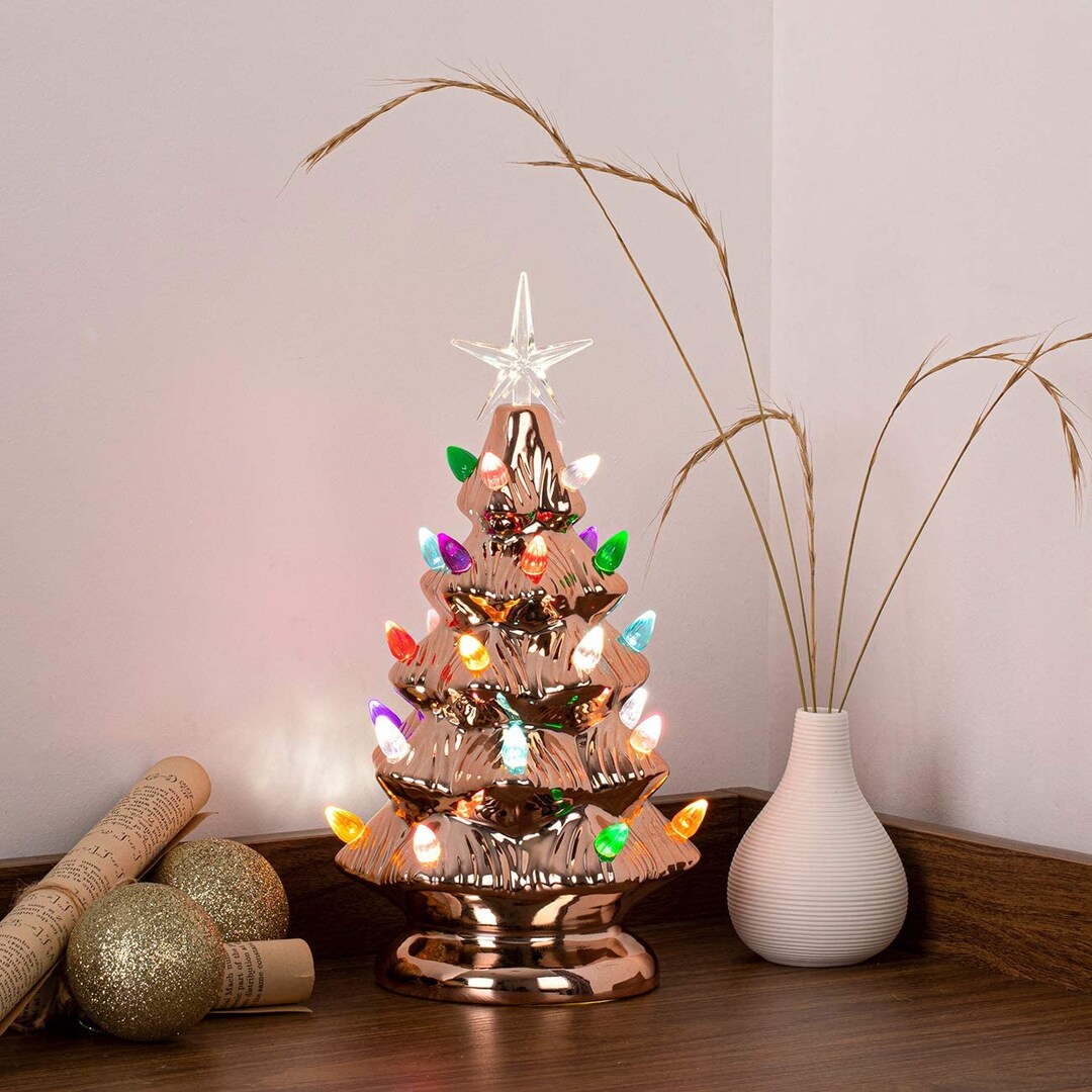 11 Rose Gold Ceramic Christmas Tree Tree Lights With Etsy
