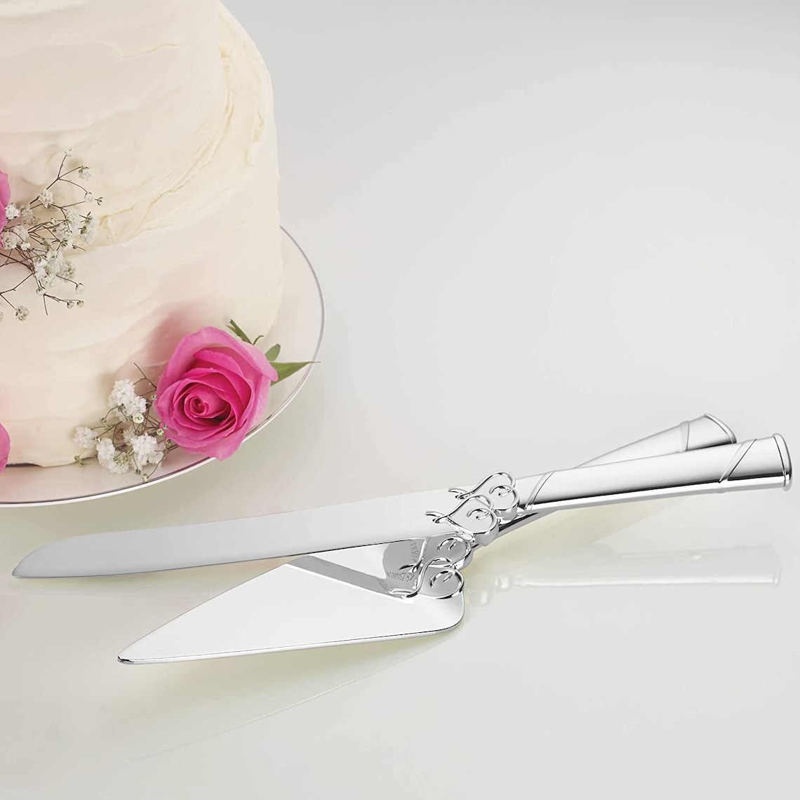 Silver Cake Cutting Set Cake Serving Set 2pcs 13'' Set Etsy