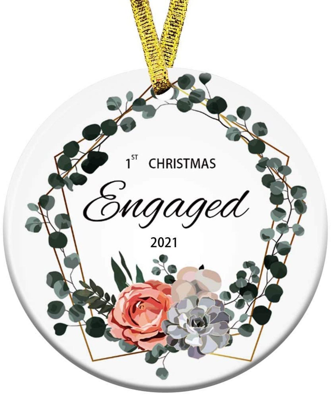 Engagement Ornament Engagement Gift 1st Christmas Engaged Etsy